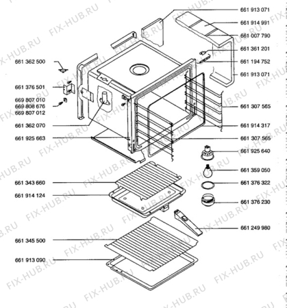 Взрыв-схема плиты (духовки) Aeg 3032B-B - Схема узла Oven body