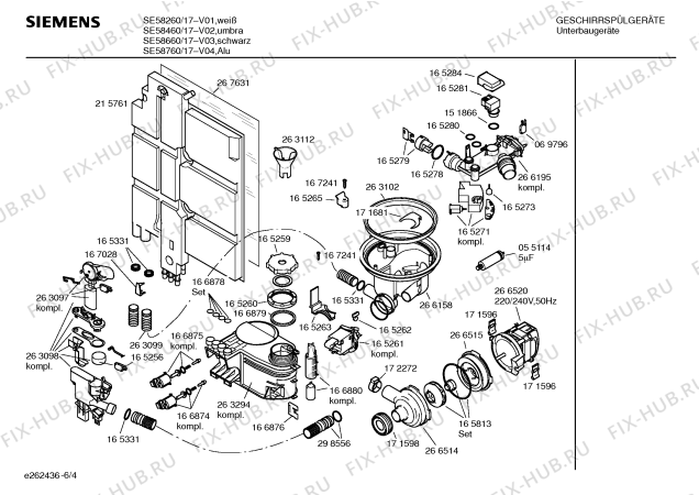 Взрыв-схема посудомоечной машины Siemens SE58260 - Схема узла 04