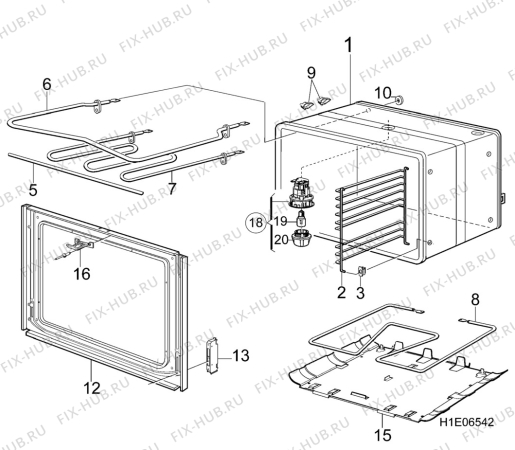 Взрыв-схема комплектующей Elektro Helios SN7128 - Схема узла H10 Main Oven Cavity (large)