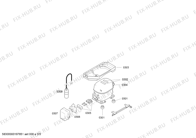 Взрыв-схема холодильника Siemens KI28DX30 - Схема узла 03