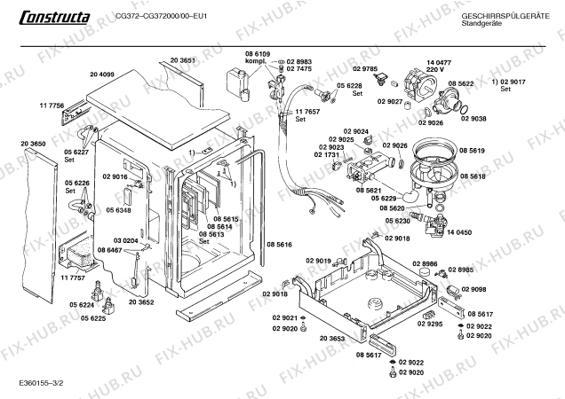Взрыв-схема посудомоечной машины Constructa CG372000 - Схема узла 02