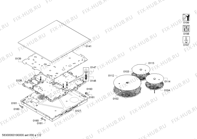 Схема №2 T46FD23X0 с изображением Стеклокерамика для электропечи Bosch 00773121