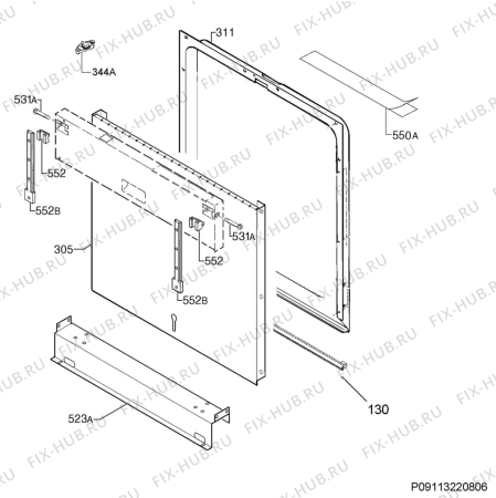Взрыв-схема посудомоечной машины Atag VA55312BT/A01 - Схема узла Door 003