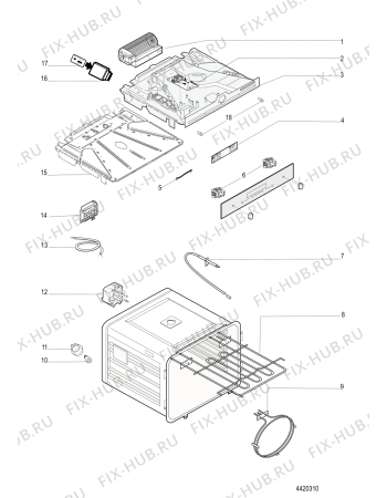 Взрыв-схема плиты (духовки) Ariston FK89EX (F073644) - Схема узла