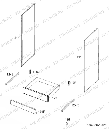 Взрыв-схема плиты (духовки) Electrolux EKC60305IW - Схема узла Housing 001