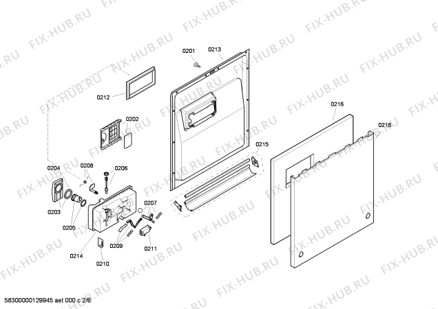 Взрыв-схема посудомоечной машины Bosch SGS55E02FF - Схема узла 02