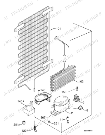 Взрыв-схема холодильника Juno Electrolux JDZ9068 - Схема узла Cooling system 017