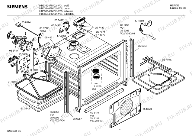 Схема №5 HB53544FN с изображением Панель управления для плиты (духовки) Siemens 00358972