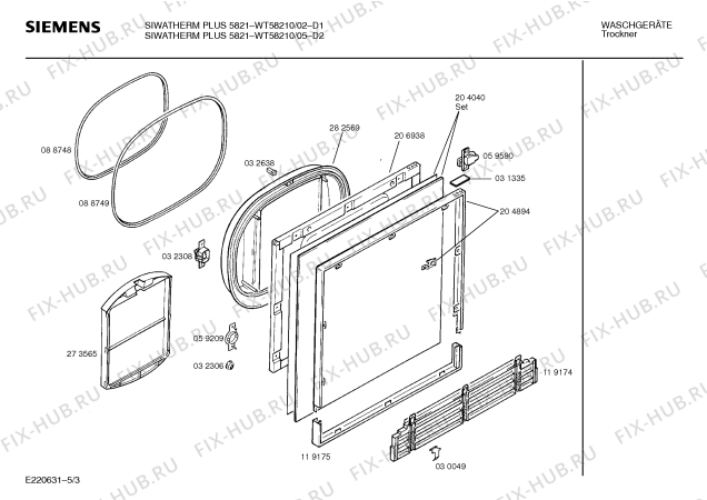 Схема №5 WT58210 SIWATHERM PLUS 5821 с изображением Ручка для сушилки Siemens 00088999