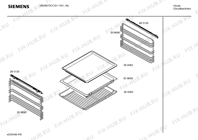 Взрыв-схема плиты (духовки) Siemens HB29075CC - Схема узла 06