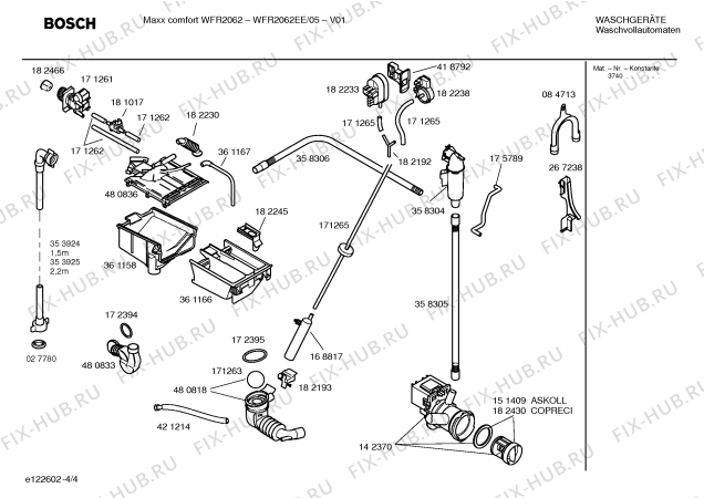 Схема №4 WFR2062EE Maxx Comfort WFR 2062 с изображением Инструкция по установке и эксплуатации для стиральной машины Bosch 00585707