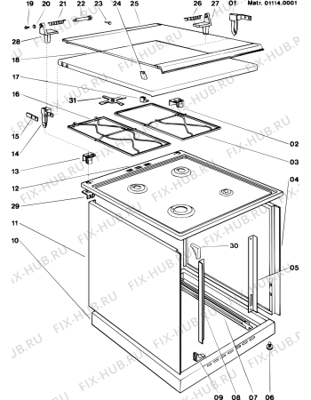 Взрыв-схема плиты (духовки) Indesit G531M4F (F004869) - Схема узла