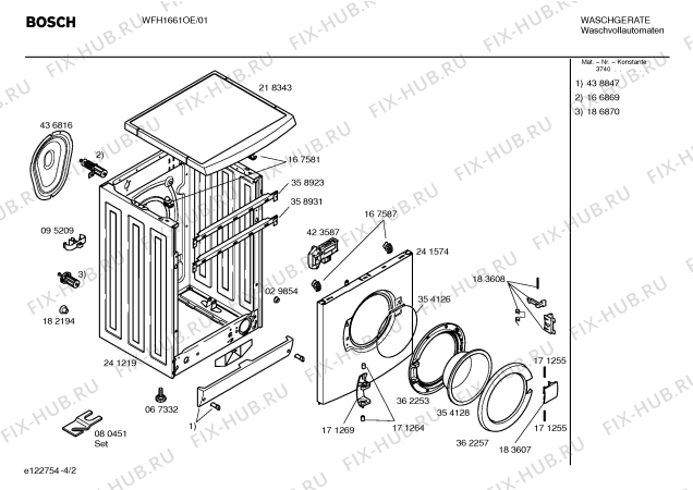 Взрыв-схема стиральной машины Bosch WFH1661OE Bosch Maxx WFH1661OE - Схема узла 02