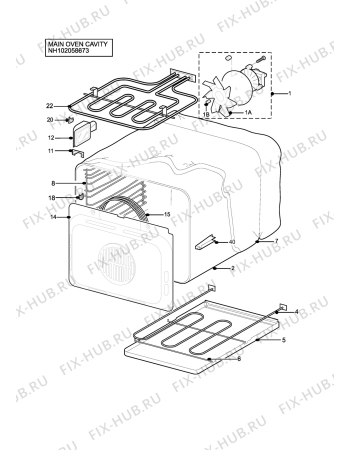 Взрыв-схема плиты (духовки) Aeg Electrolux D4101-4-B (BLACK) - Схема узла H10 Main Oven Cavity (large)