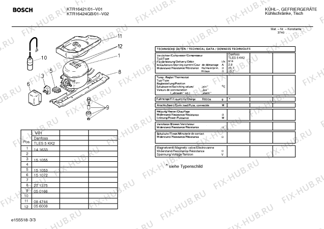 Взрыв-схема холодильника Bosch KTR16421 - Схема узла 03
