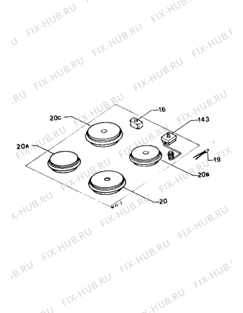 Взрыв-схема плиты (духовки) Zanussi PE40X - Схема узла Electrical cooking plates