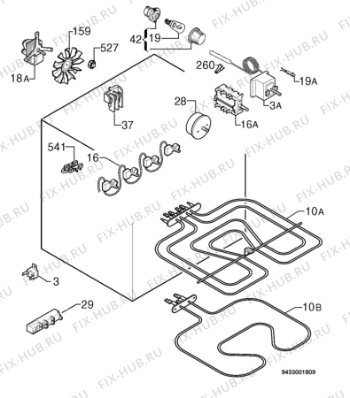 Взрыв-схема плиты (духовки) Electrolux EKK601304W - Схема узла Electrical equipment 268