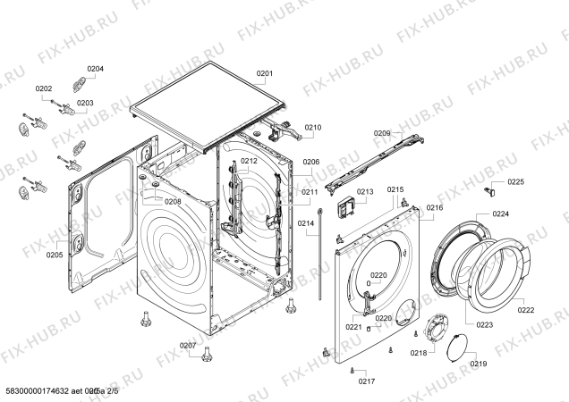 Взрыв-схема стиральной машины Bosch WAK20200GC, Maxx 7 - Схема узла 02