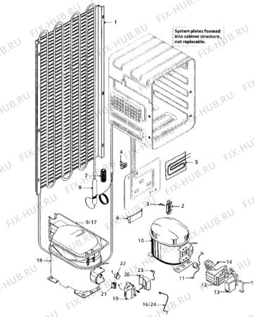Взрыв-схема холодильника Tricity Bendix CPD8W - Схема узла Cooling system 017