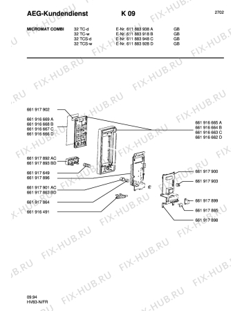 Взрыв-схема микроволновой печи Aeg MC COMBI 32 TC-D/GB - Схема узла Section2