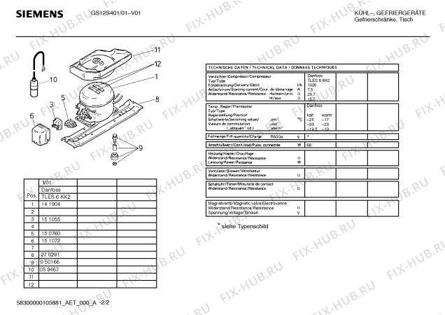 Взрыв-схема холодильника Siemens GS12S401 - Схема узла 02