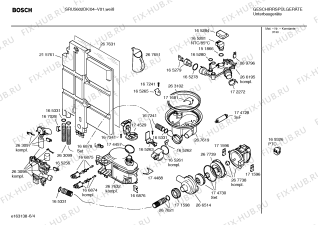 Схема №6 SRU5602DK с изображением Инструкция по эксплуатации для посудомоечной машины Bosch 00529068