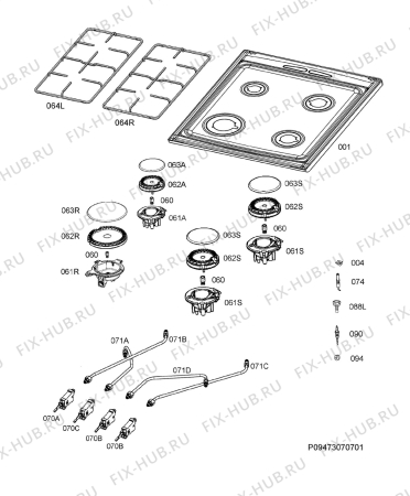 Взрыв-схема плиты (духовки) Electrolux EKK54506OW - Схема узла Hob