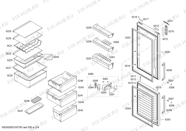 Взрыв-схема холодильника Bosch KGN36HI32 - Схема узла 02