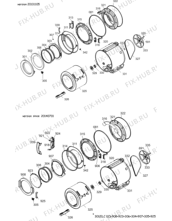 Взрыв-схема комплектующей Electrolux WASL3M103 AB 5 39 - Схема узла Functional parts 267