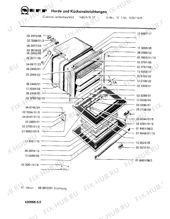 Взрыв-схема плиты (духовки) Neff 1311441435 1480/415CF - Схема узла 02