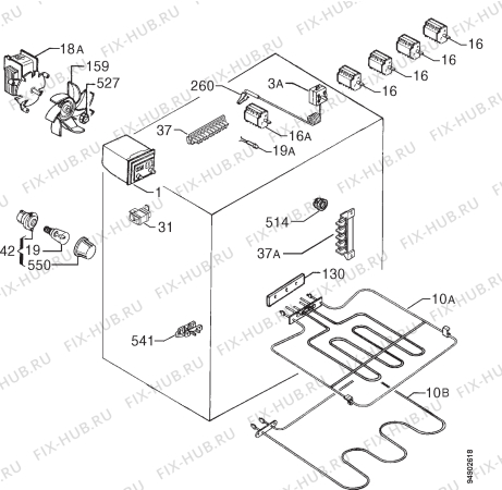 Взрыв-схема плиты (духовки) Zanussi ZHM741W - Схема узла Electrical equipment 268