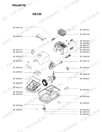 Взрыв-схема пылесоса Rowenta RS150 - Схема узла RS150___.AT1