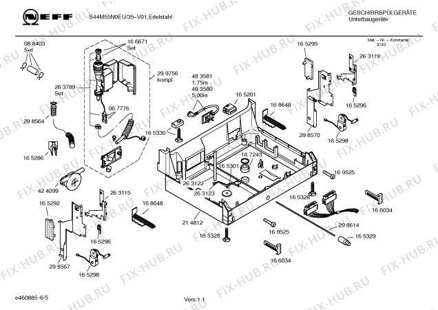 Схема №6 S44M55N0EU с изображением Инструкция по эксплуатации для электропосудомоечной машины Bosch 00590690