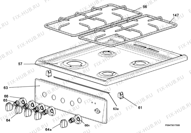 Взрыв-схема плиты (духовки) Electrolux EKK5001 - Схема узла Section 4