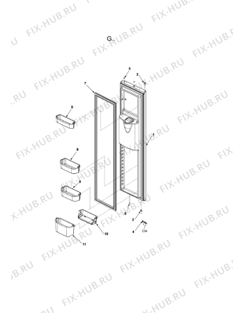 Схема №13 AC2225GEKB с изображением Фиксатор для холодильника Whirlpool 482000020107