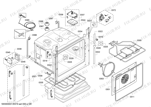 Взрыв-схема плиты (духовки) Bosch HBL78B750 - Схема узла 03