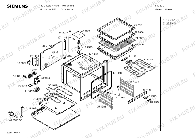 Схема №5 HL24228NN с изображением Инструкция по эксплуатации для электропечи Siemens 00587857