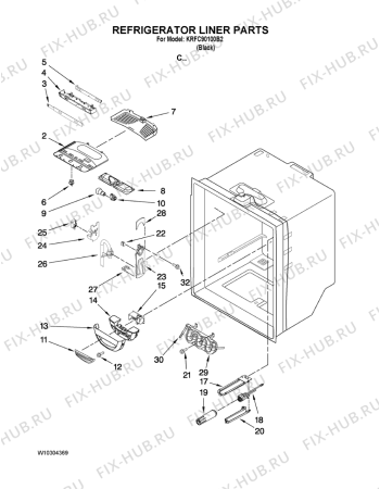 Схема №7 KRFC - 9010  B с изображением Лоток (форма) для холодильника Whirlpool 482000021614