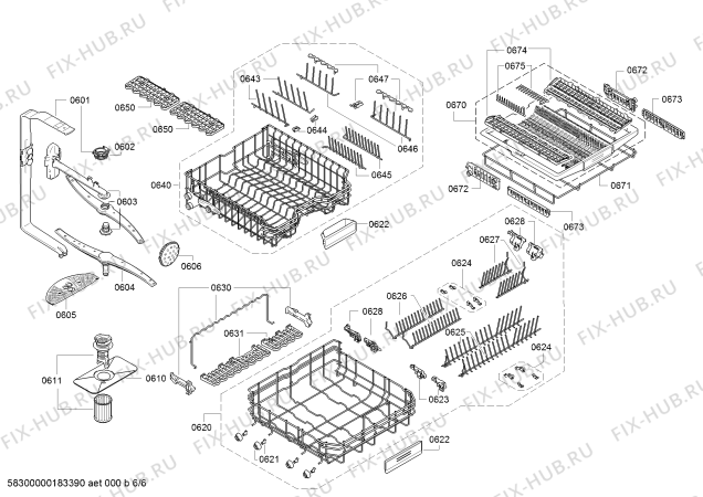 Взрыв-схема посудомоечной машины Bosch SMV69P10EU Platin Edition - Схема узла 06