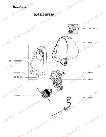 Схема №2 DJ753315/35A с изображением Переключатель для электромясорубки Moulinex SS-1530000630