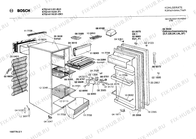 Схема №2 0701144804 KTG141 с изображением Внешняя дверь для холодильной камеры Bosch 00202957