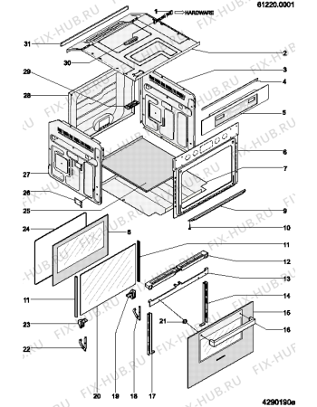 Схема №3 FPT61GF (F053690) с изображением Дверца для электропечи Indesit C00268284