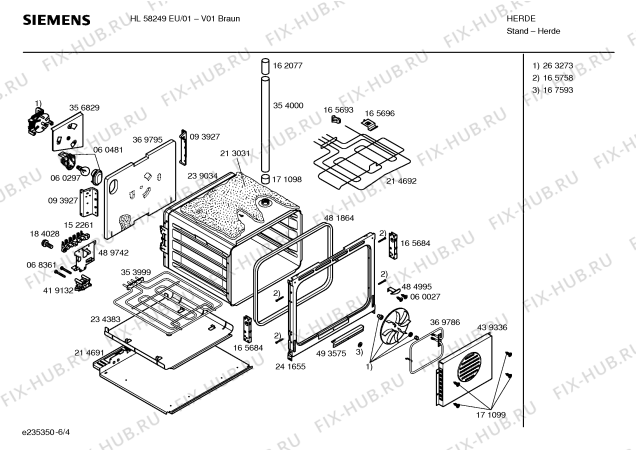 Взрыв-схема плиты (духовки) Siemens HL58249EU - Схема узла 04