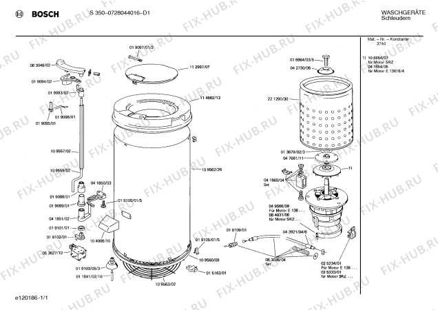 Схема №1 WS440045 WS4400 с изображением Переключатель для стиральной машины Siemens 00053627