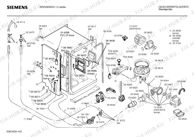 Взрыв-схема посудомоечной машины Siemens SR23303II - Схема узла 02