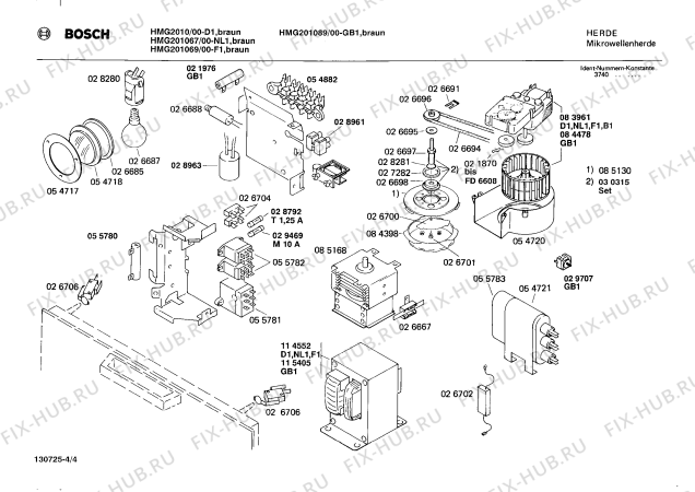 Взрыв-схема микроволновой печи Bosch HMG201089 - Схема узла 04