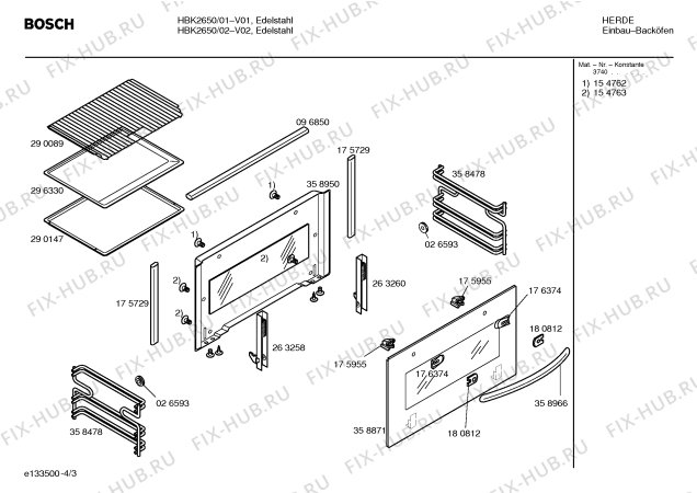 Схема №4 HBK3550GB с изображением Внешняя дверь для плиты (духовки) Bosch 00358871