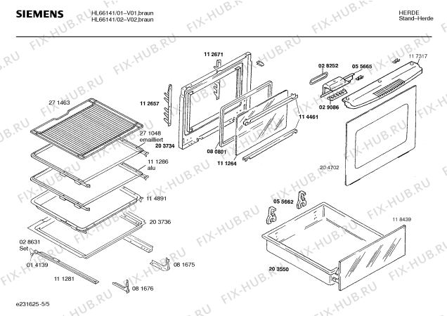 Взрыв-схема плиты (духовки) Siemens HL66141 - Схема узла 05