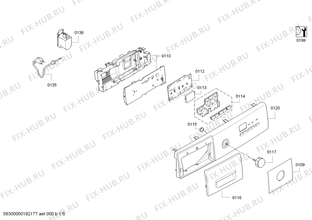 Схема №4 WS12G160BY, iQ300 с изображением Панель управления для стиралки Siemens 00794367