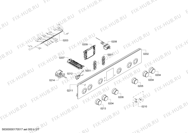 Схема №7 HR74D533T с изображением Кабель для духового шкафа Bosch 00751922